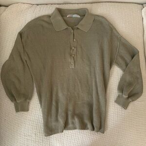 Free People FP Beach Upside Alana Ribbed Collared Pullover Sweater Top Coverup